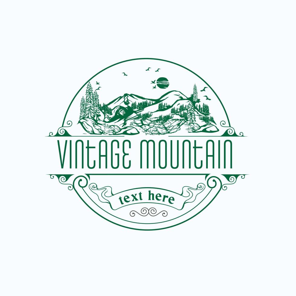 logo de montagne vintage. emblème de montagnes de vecteur. symbole d'activité de plein air. vecteur