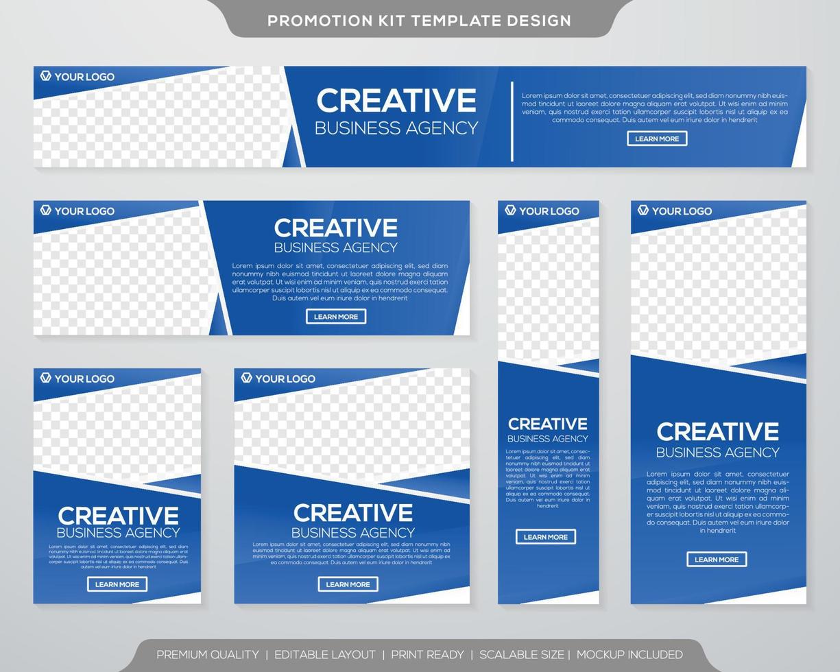 ensemble de conception de modèle de bannière de kit de promotion avec un utilisateur de concept moderne et minimaliste pour la page Web, les publicités, le rapport annuel, la bannière, l'arrière-plan, la toile de fond, le dépliant, la brochure, la carte, l'affiche, la mise en page de la présentation vecteur