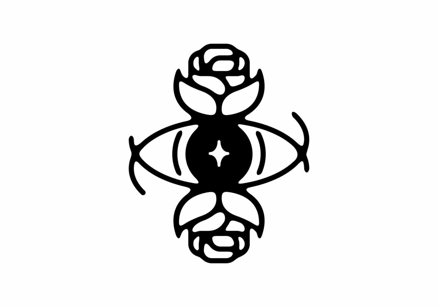illustration d'art de ligne de tatouage d'oeil et de roses vecteur