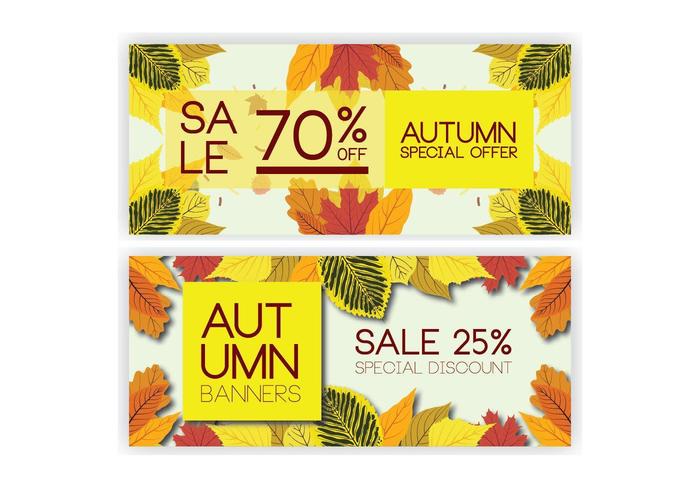 Collection de bannière de vente automne avec des feuilles vecteur