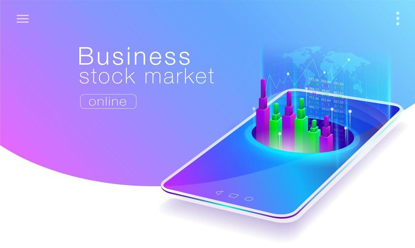 Conception de pages commerciales pour le marché boursier mondial vecteur