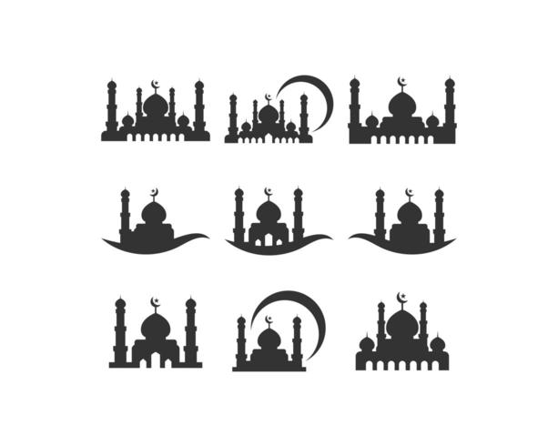 Mosquée silhouette icon set vecteur