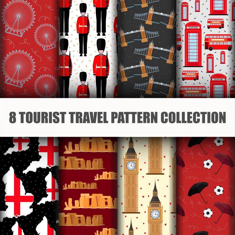 Ensemble de voyager au monde Londres Seamless Pattern vecteur