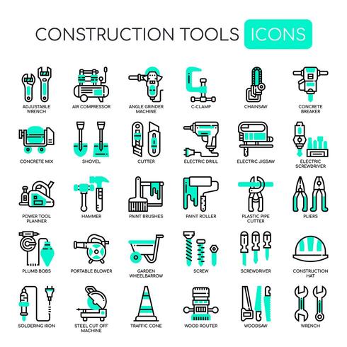 Outils de construction Thin Line et Pixel Perfect Icons vecteur