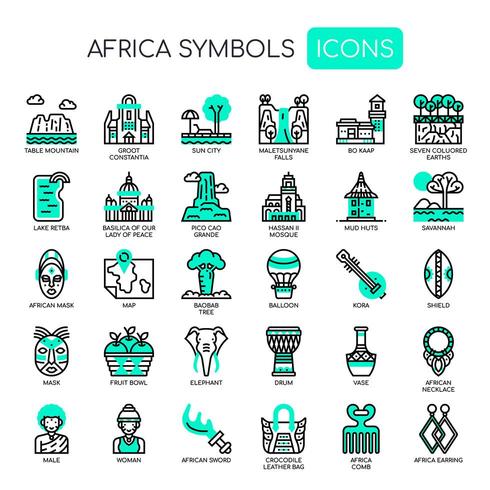 Africa Elements, Thin Line et Pixel Perfect Icons vecteur