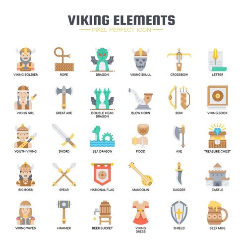 Viking Elements, Thin Line et Pixel Perfect Icons vecteur