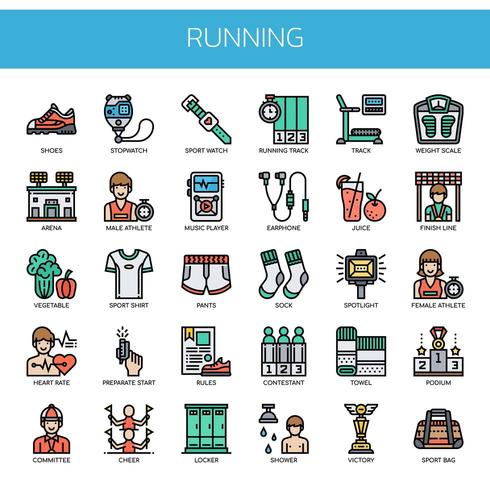 Running Elements, Thin Line et Pixel Perfect Icons vecteur