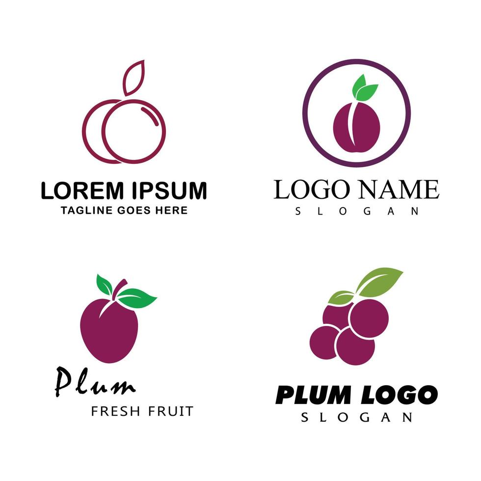 modèle de conception d'icône de vecteur de logo de prune