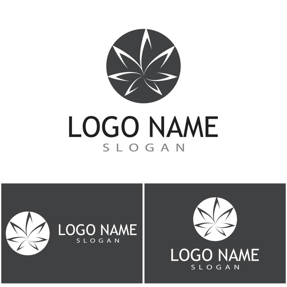 cannabis marijuana chanvre pot feuille silhouettes logo vecteur