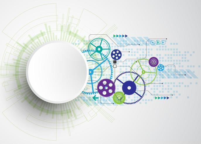 Objet rond abstrait avec le concept de circuit imprimé vert bleu vecteur