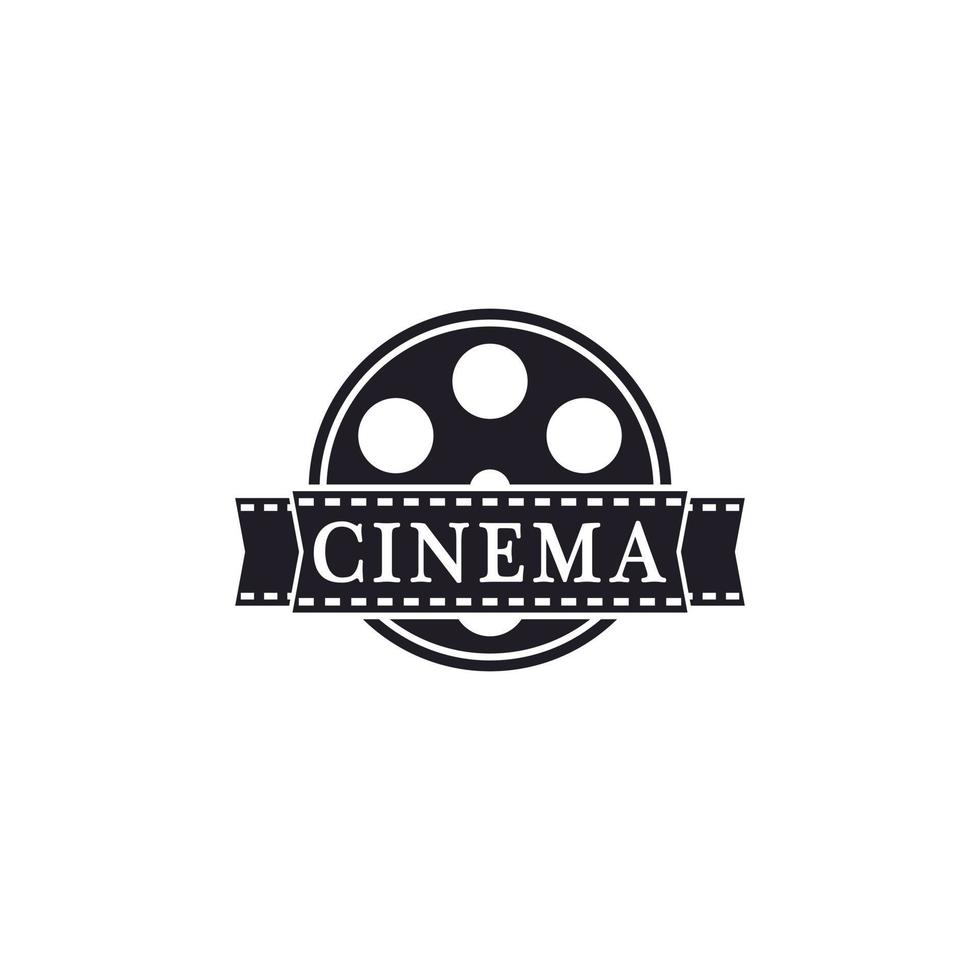 icône du film de cinéma. bandes de bobine de film, bandes de rouleau de film fixe. Élément de modèle de conception de logo de production de studio vidéo de cinéma cinéma vecteur