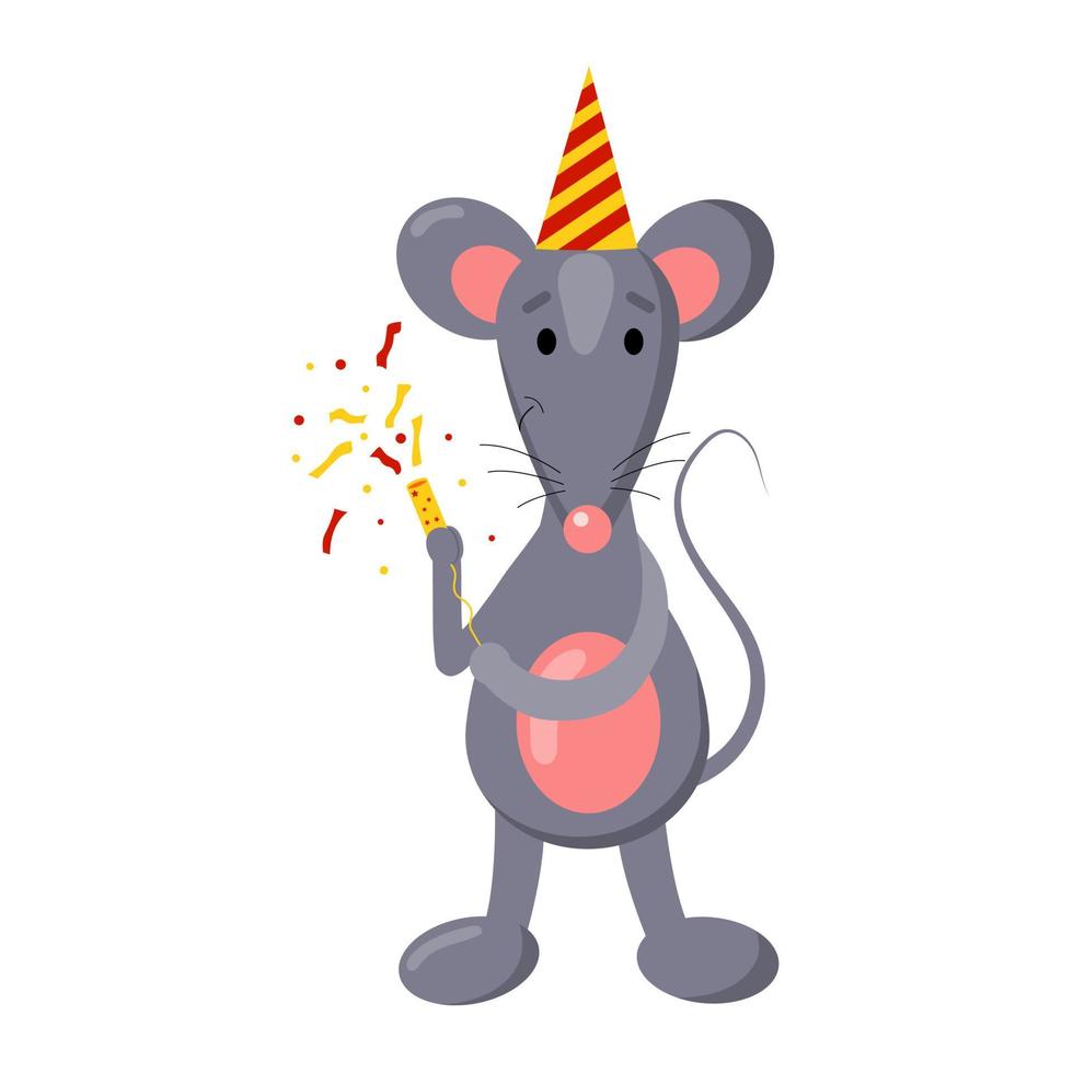 illustration de vecteur de dessin animé pour les enfants, une souris célèbre un anniversaire