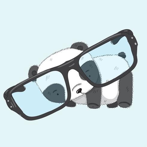 joli bébé panda portant de grandes lunettes vecteur