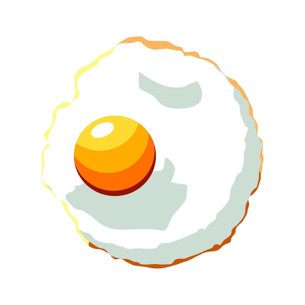 œufs brouillés, œuf au plat avec un jaune rond vecteur