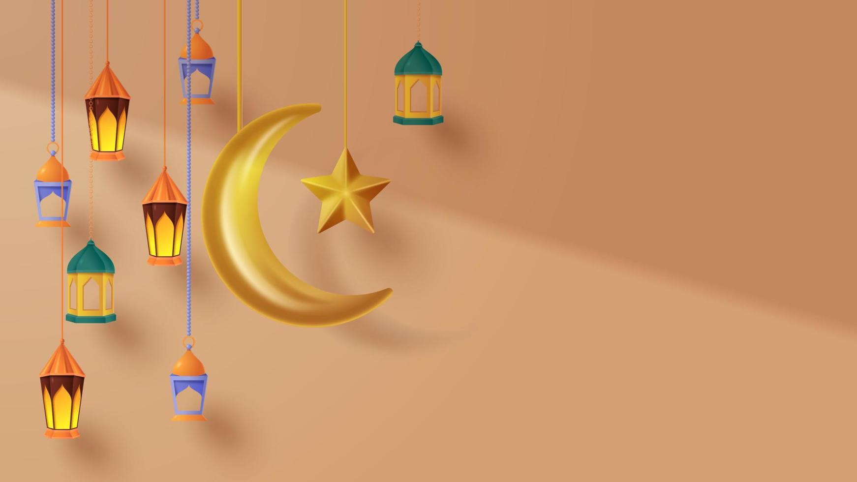 fond de décoration d'affichage islamique avec ornement islamique. vecteur 3d illustration
