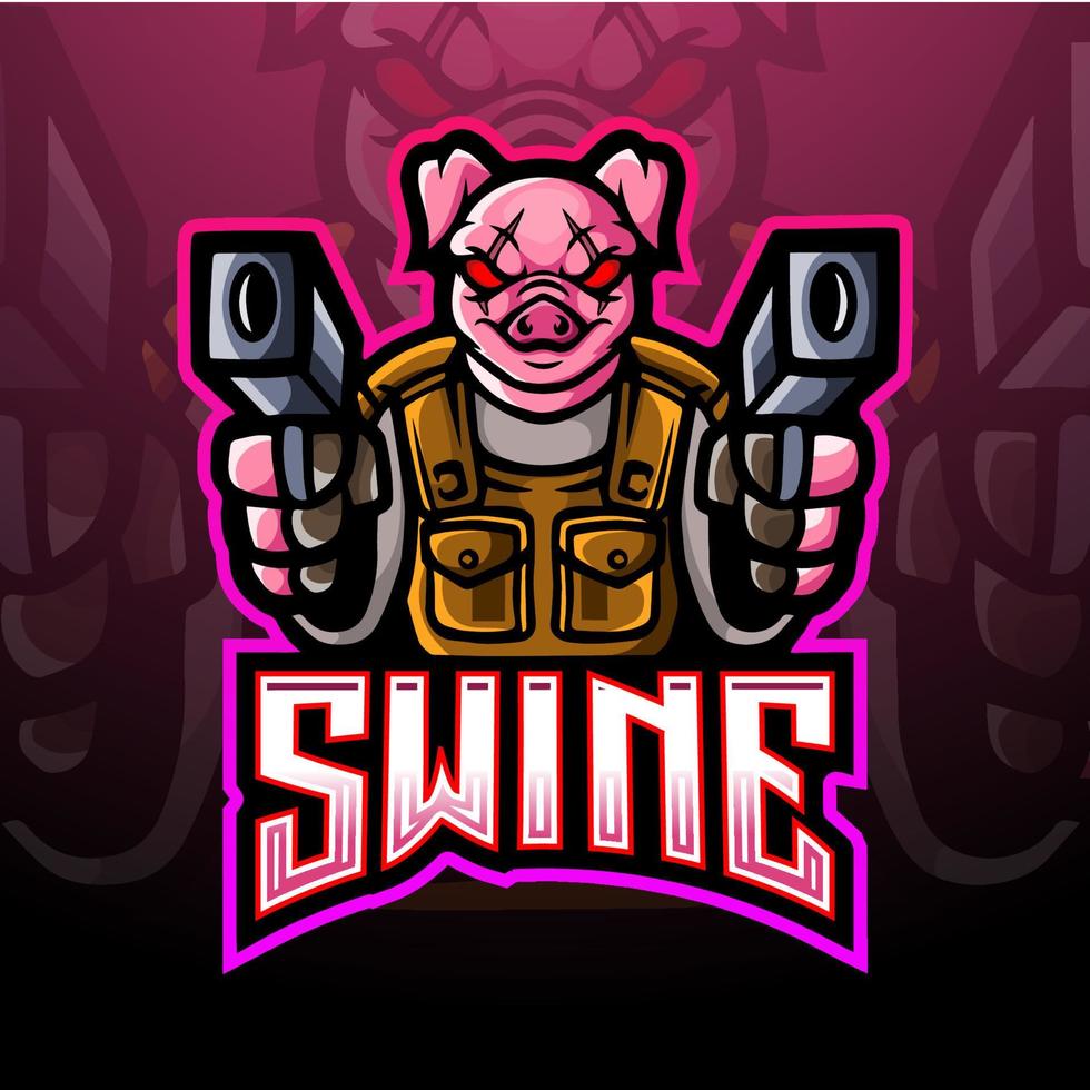 conception de mascotte de logo esport cochon vecteur