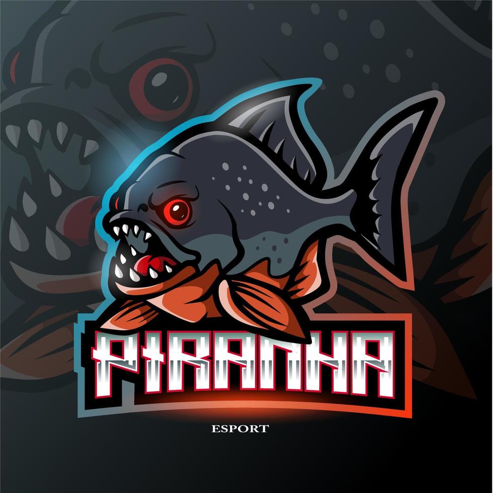 création de mascotte de logo piranha esport vecteur