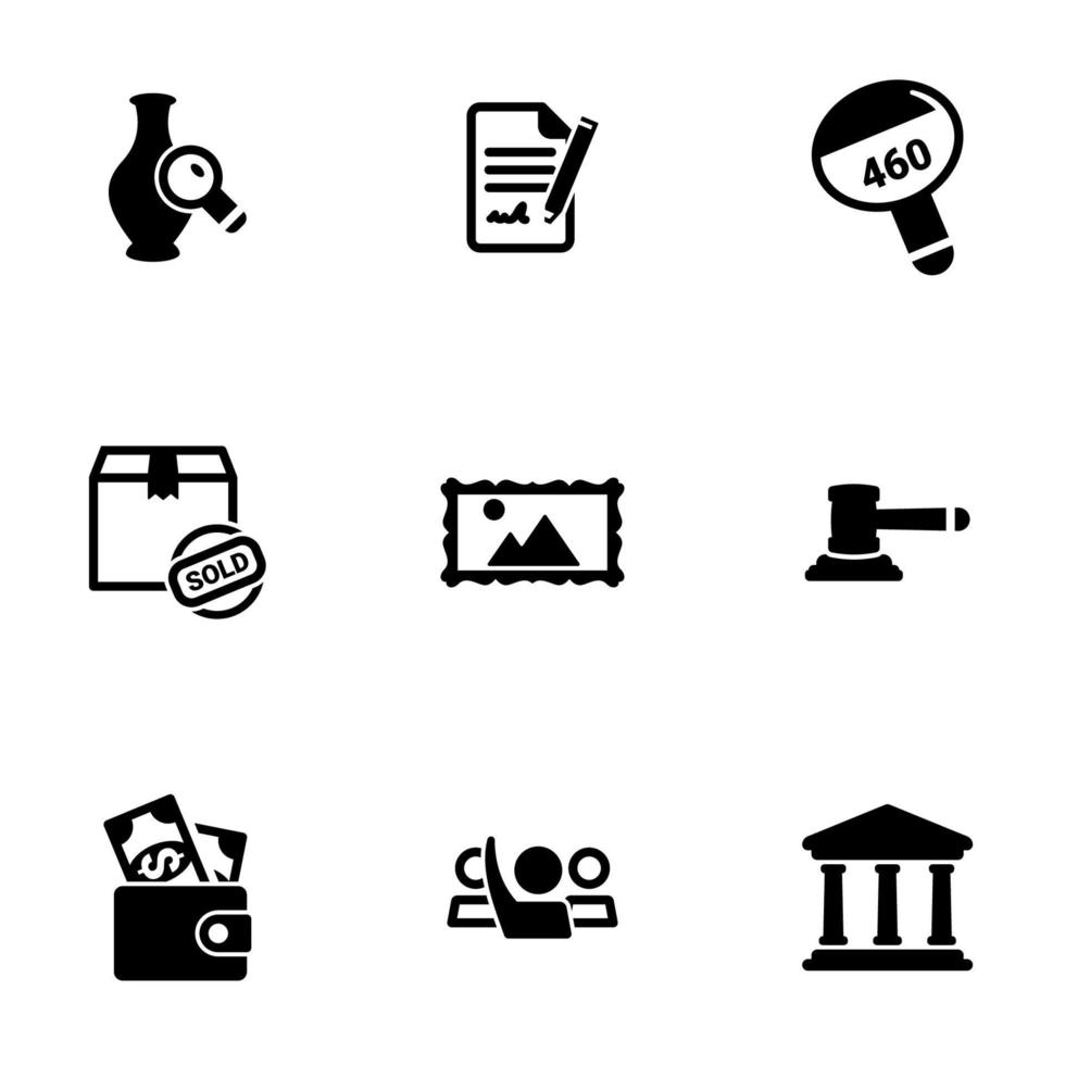 ensemble d'icônes simples sur une vente aux enchères à thème, vecteur, design, collection, plat, signe, symbole, élément, objet, illustration, isolé. fond blanc vecteur