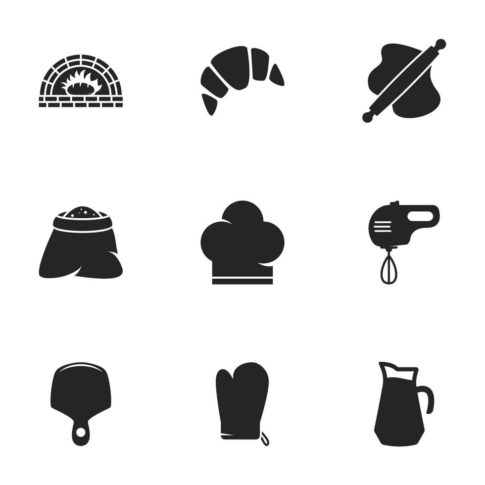 icônes pour la boulangerie à thème. fond blanc vecteur