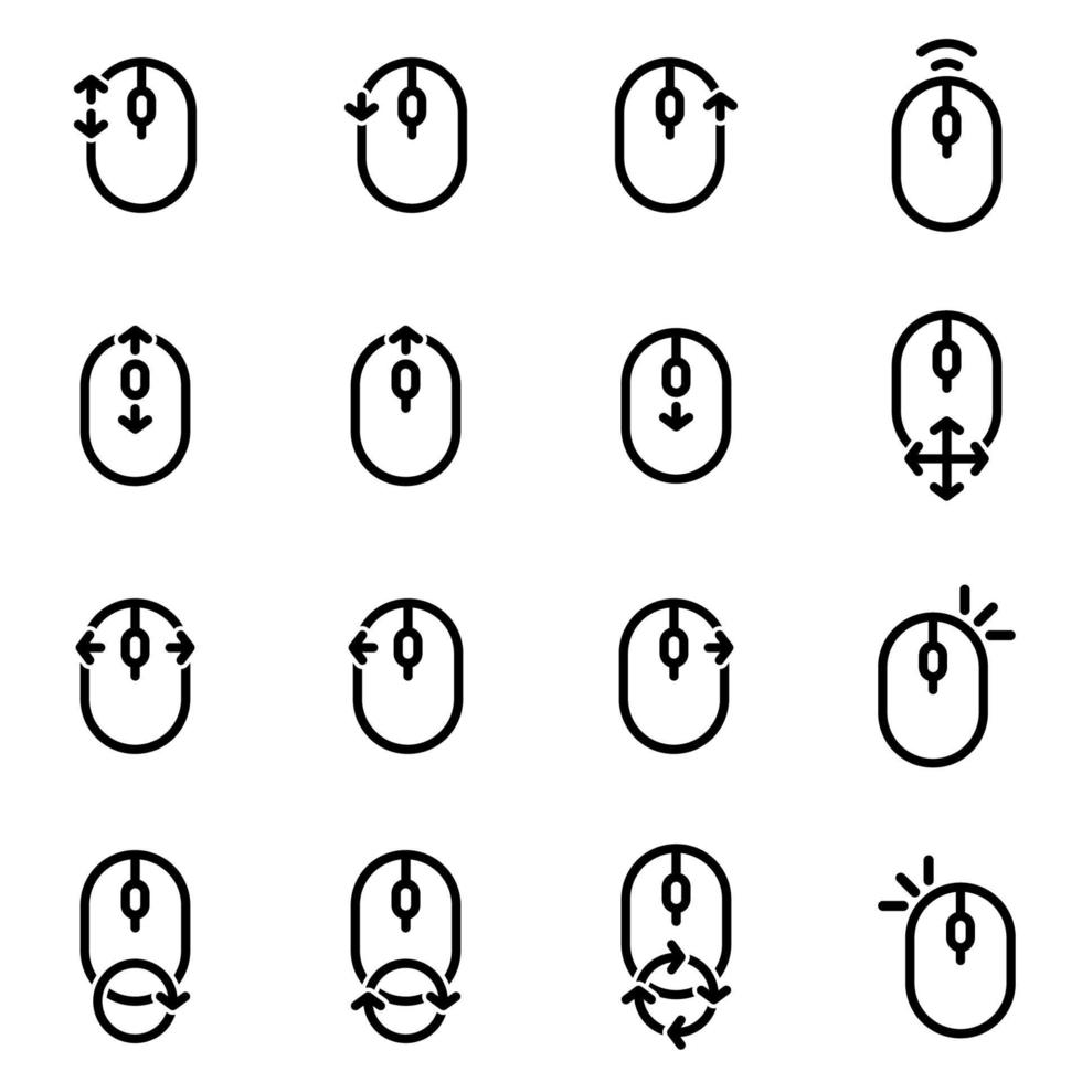 ensemble d'icônes simples sur un thème souris d'ordinateur, contrôle, gestes, image vectorielle, ensemble. fond blanc vecteur