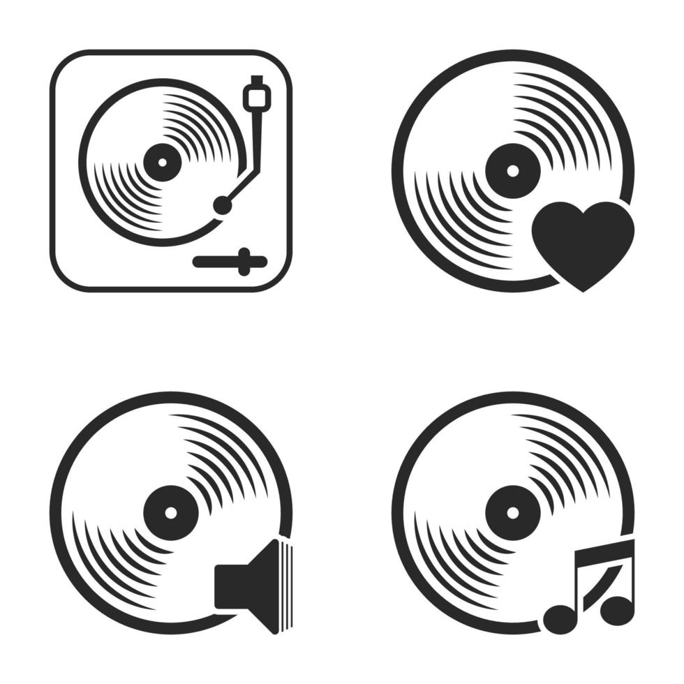icônes pour thème vinyle. fond blanc vecteur