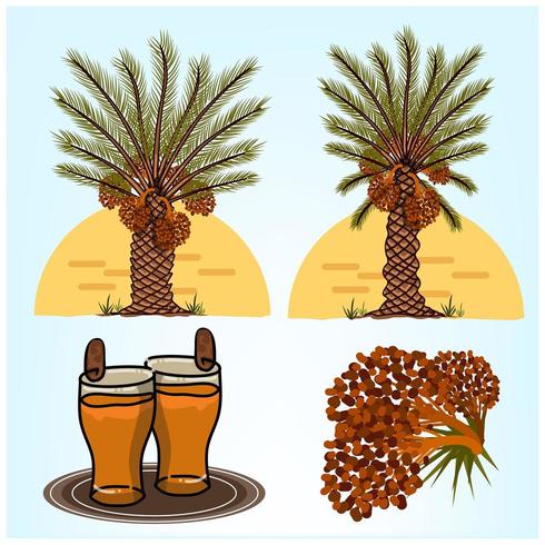 Palmier dattier dans le désert vecteur