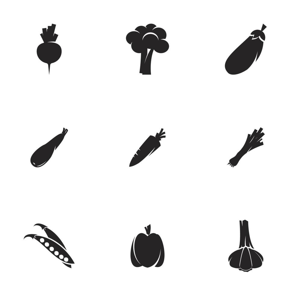 icônes pour les légumes à thème. fond blanc vecteur
