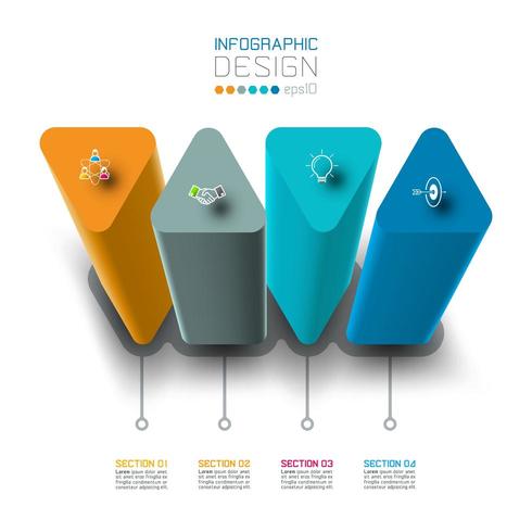 Création d&#39;étiquettes infographie vectorielle avec conception de colonnes de triangle. vecteur