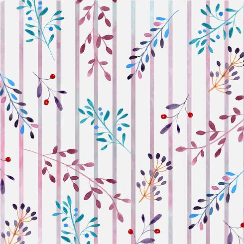 aquarelle motif floral avec des rayures vecteur