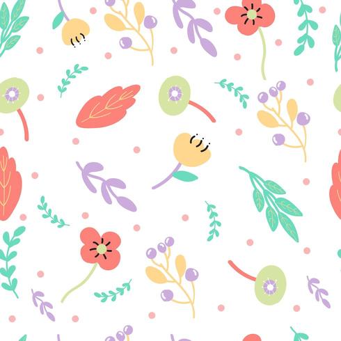 Joli motif de fleurs et de feuilles de couleur pastel vecteur