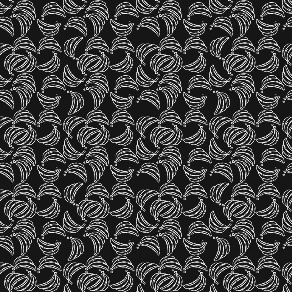 motif de banane sans soudure. vecteur de doodle avec des icônes de banane sur fond noir. motif de banane vintage, fond d'éléments doux pour votre projet, menu, boutique de café.