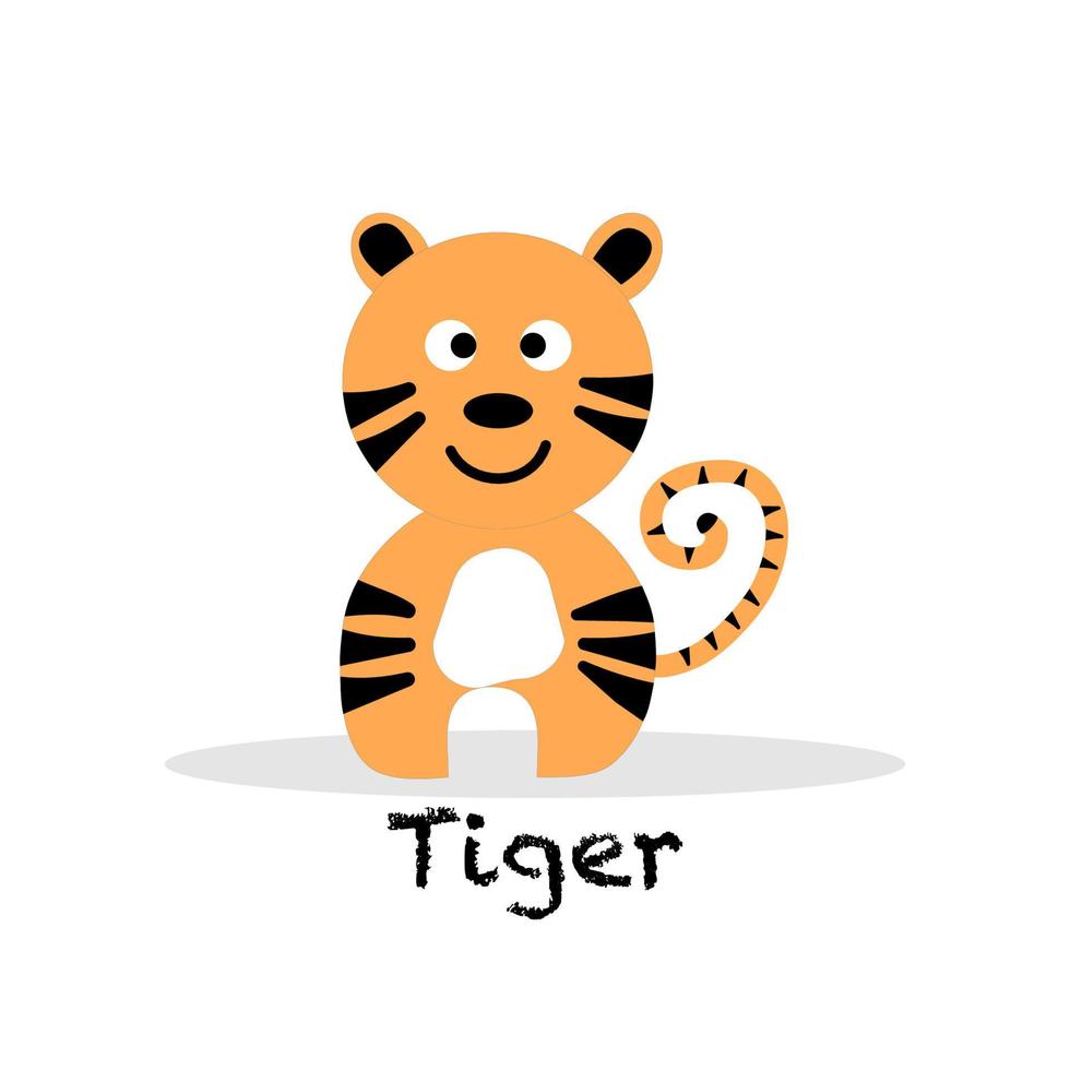 mascotte de dessin animé de tigre mignon dessiné à la main. vecteur