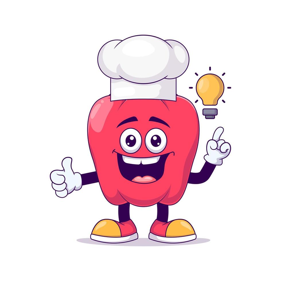 personnage de mascotte de dessin animé de poivron rouge chef vecteur