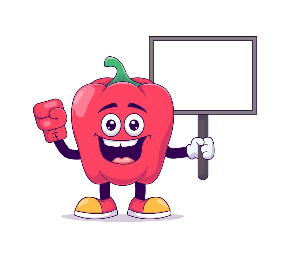 personnage de mascotte de dessin animé de poivron rouge de boxe vecteur