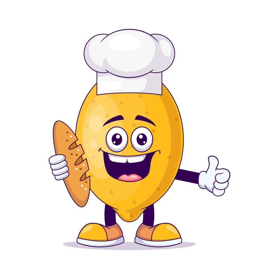 vecteur de personnage de mascotte de dessin animé de citron boulanger