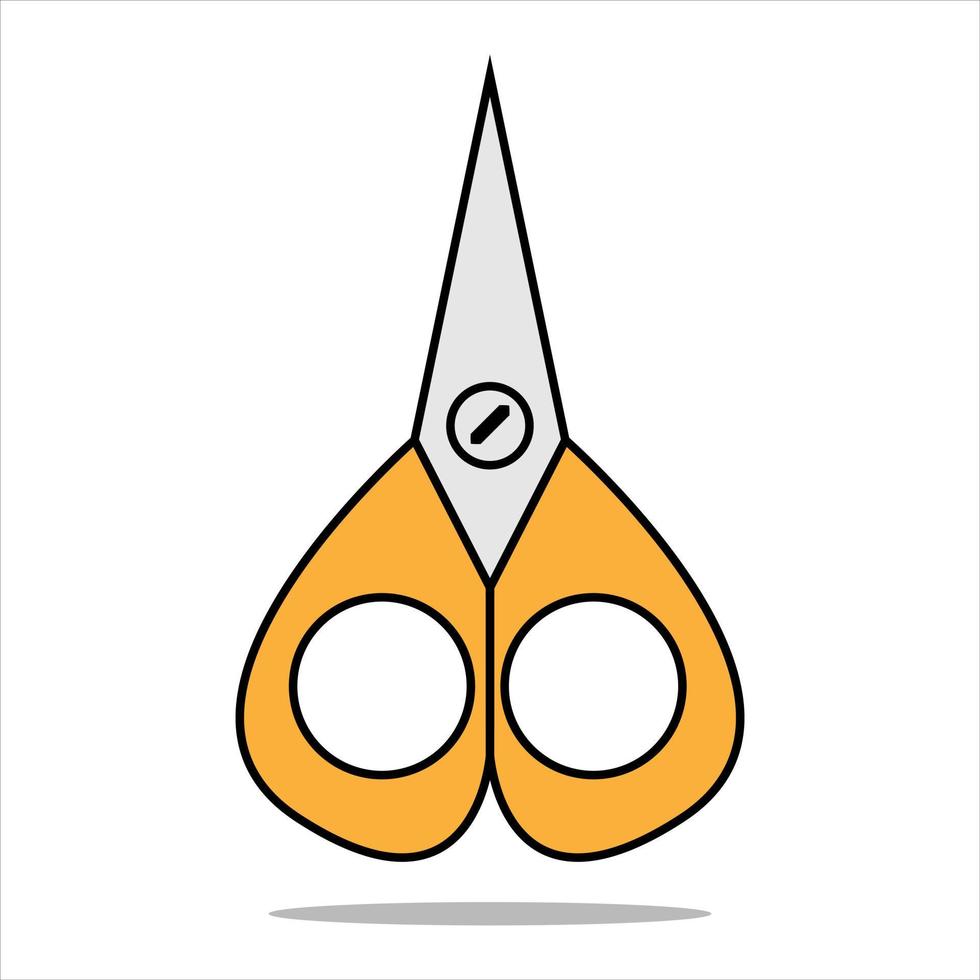 icône de ciseaux orange en style cartoon plat. illustration vectorielle vecteur