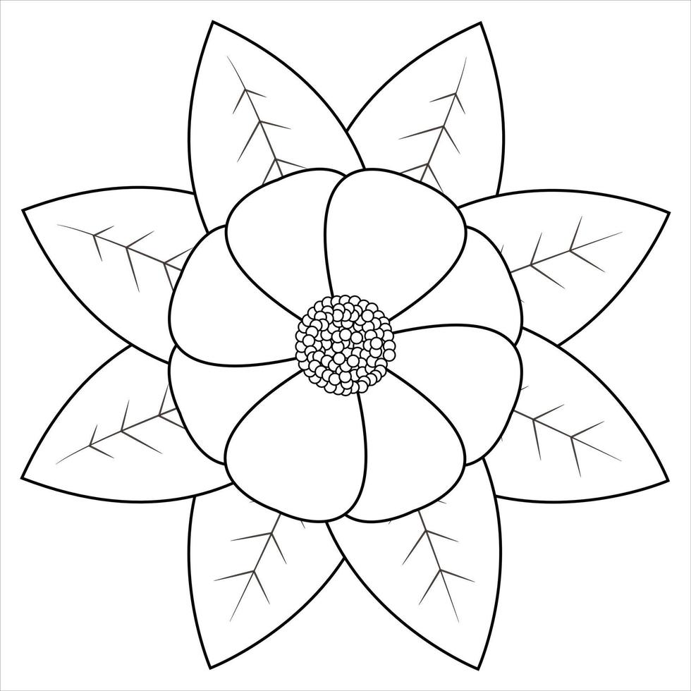 livre de coloriage de fleur de magnolia. illustration vectorielle vecteur