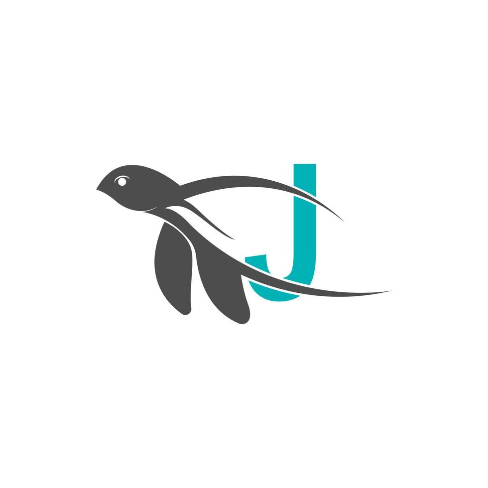 icône de tortue de mer avec illustration de conception de logo lettre j vecteur