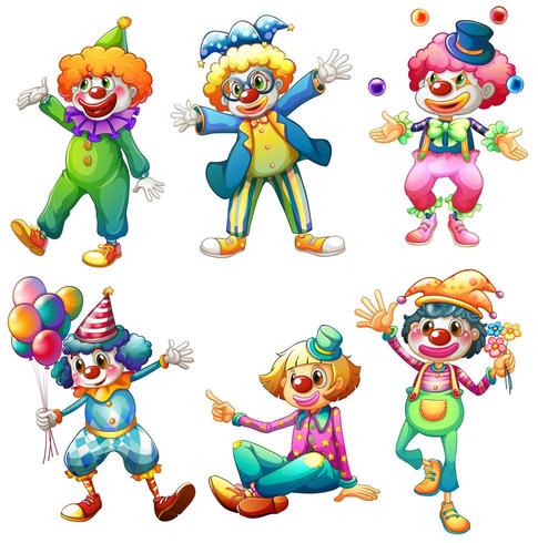 Un groupe de clowns vecteur