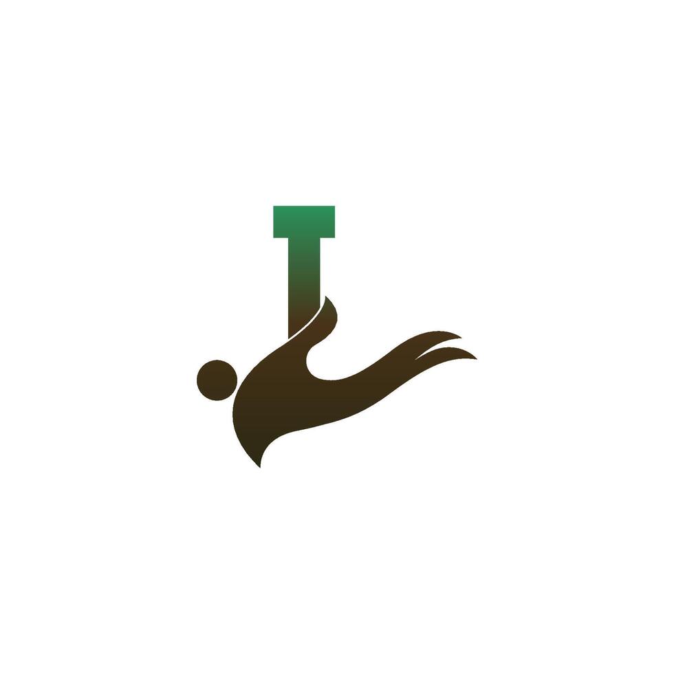 icône du logo lettre i avec modèle de symbole de conception de main de personnes vecteur