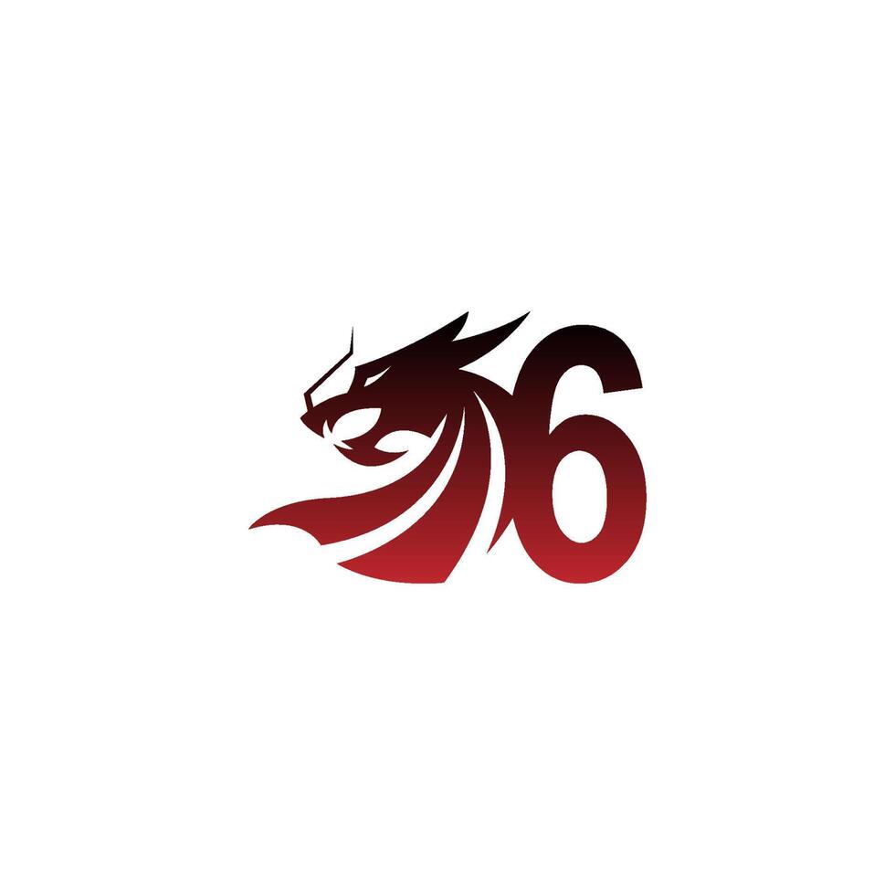 icône du logo numéro 6 avec vecteur de conception de dragon