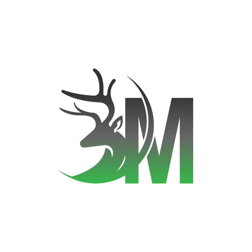 logo d'icône lettre m avec motif d'illustration de cerf vecteur