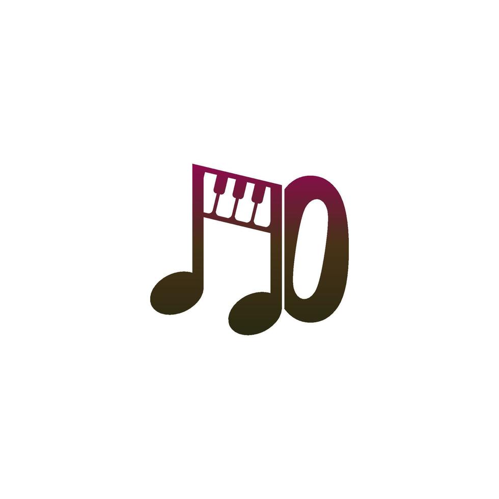 icône de logo numéro zéro avec modèle de symbole de conception de note de musique vecteur