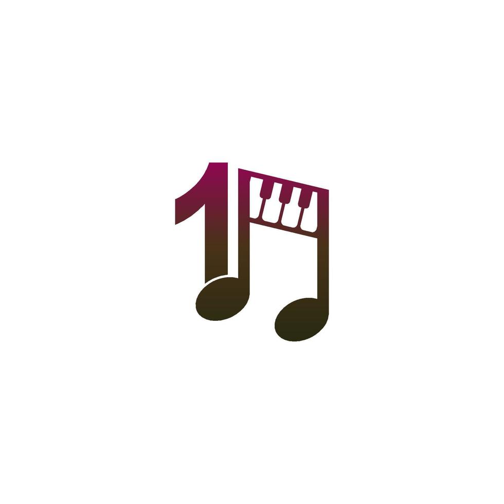 icône du logo numéro 1 avec modèle de symbole de conception de note de musique vecteur