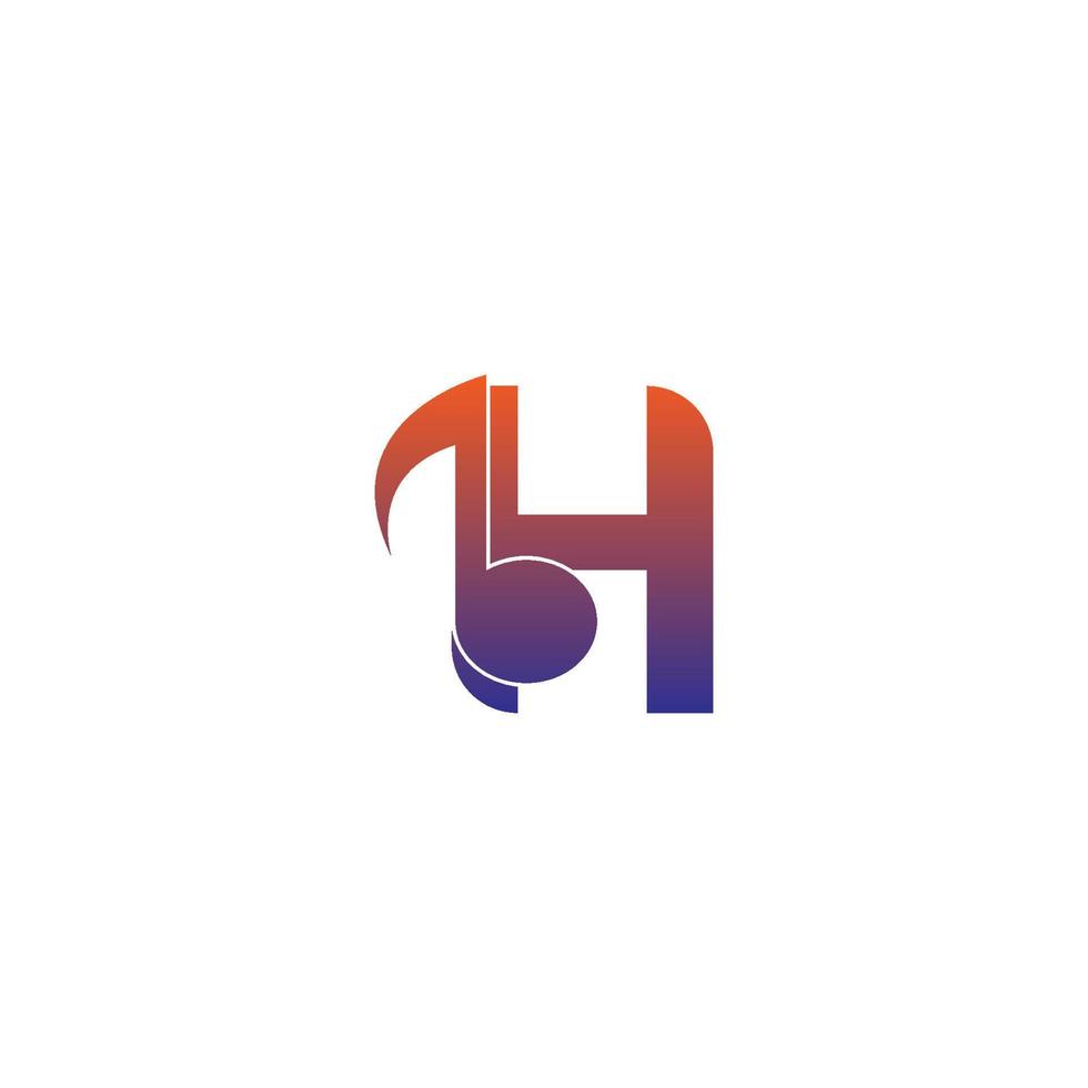 icône du logo lettre h avec modèle de symbole de conception de note de musique vecteur