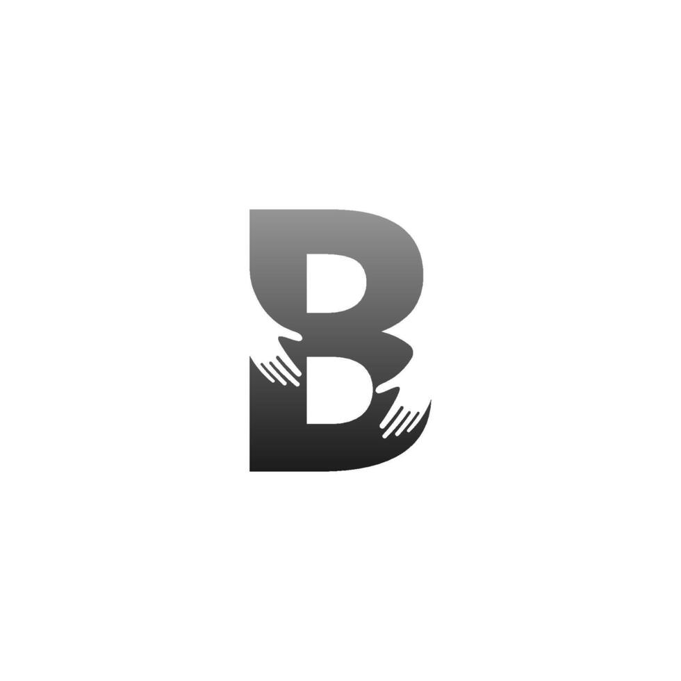 icône du logo lettre b avec modèle de symbole de conception de main vecteur