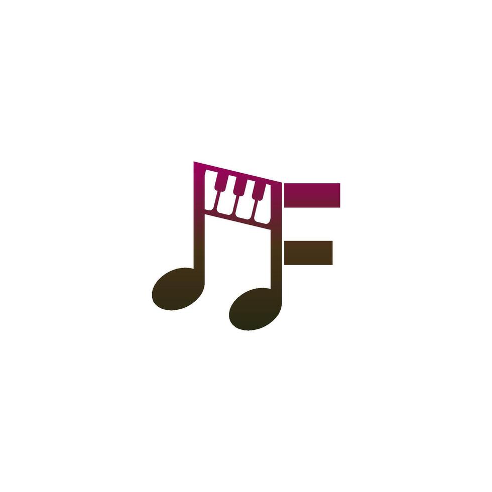 icône du logo lettre f avec modèle de symbole de conception de note de musique vecteur