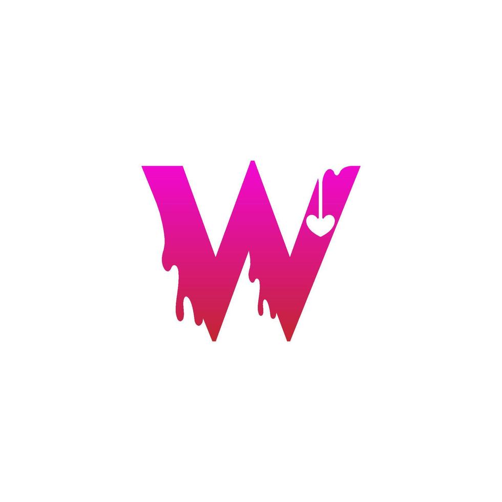 icône du logo lettre w avec modèle de conception de symbole d'amour fondant vecteur