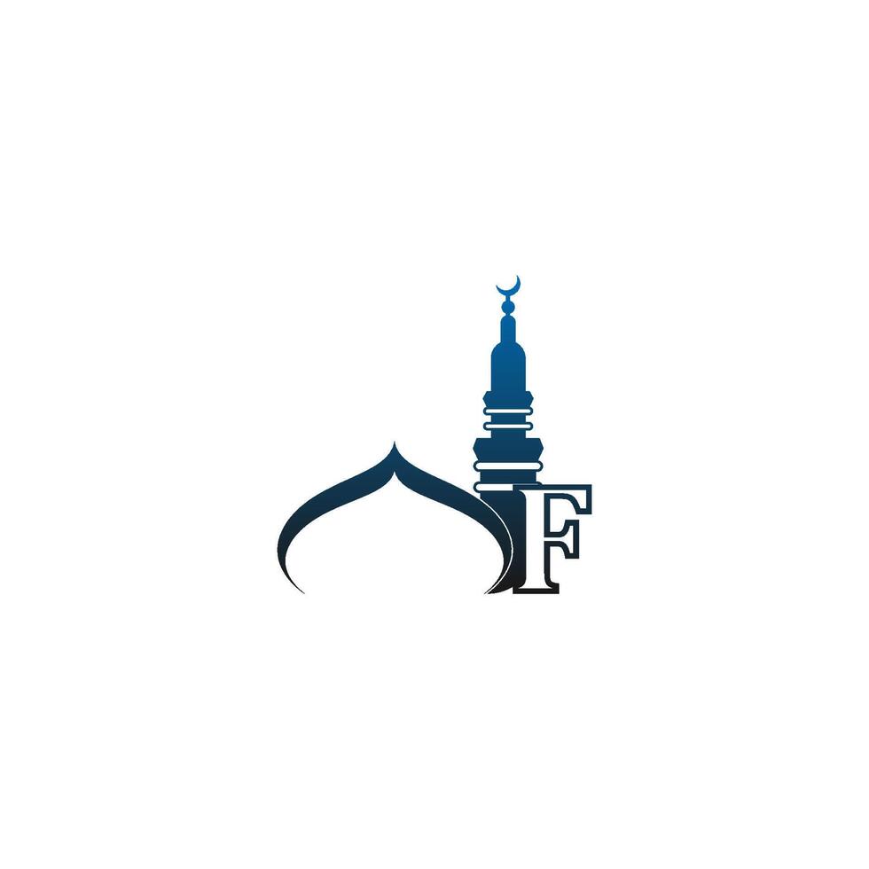 icône du logo lettre f avec illustration de conception de mosquée vecteur