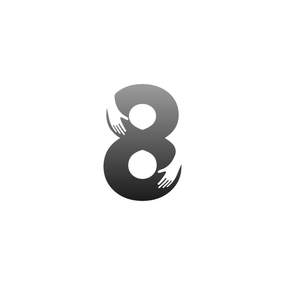 icône du logo numéro 8 avec modèle de symbole de conception de main vecteur